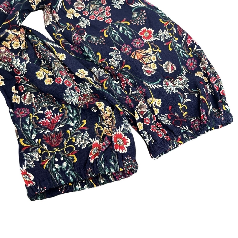 St John's Bay Top M Navy Multi Floral Whimsigoth Pullover Casual Boho Shirt‎ - Picture 9 of 12